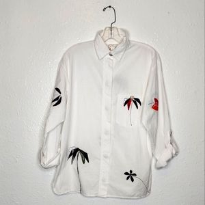 Vintage Play Alegre White Cotton Hand Painted Colorful Jacket Womens Size S